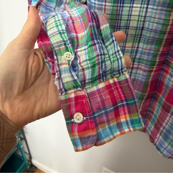 Ralph Lauren Sport Plaid 100% Linen Long Sleeve Button Down Shirt Collared 843 - Picture 9 of 9